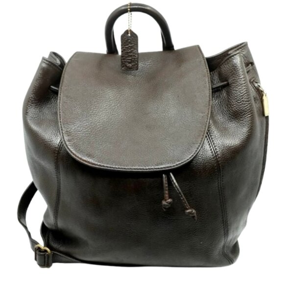 COACH~Vintage Sonoma~LARGE DARK BROWN PEBBLED LEATHER BACKPACK BAG MADE IN ITALY - Picture 1 of 6